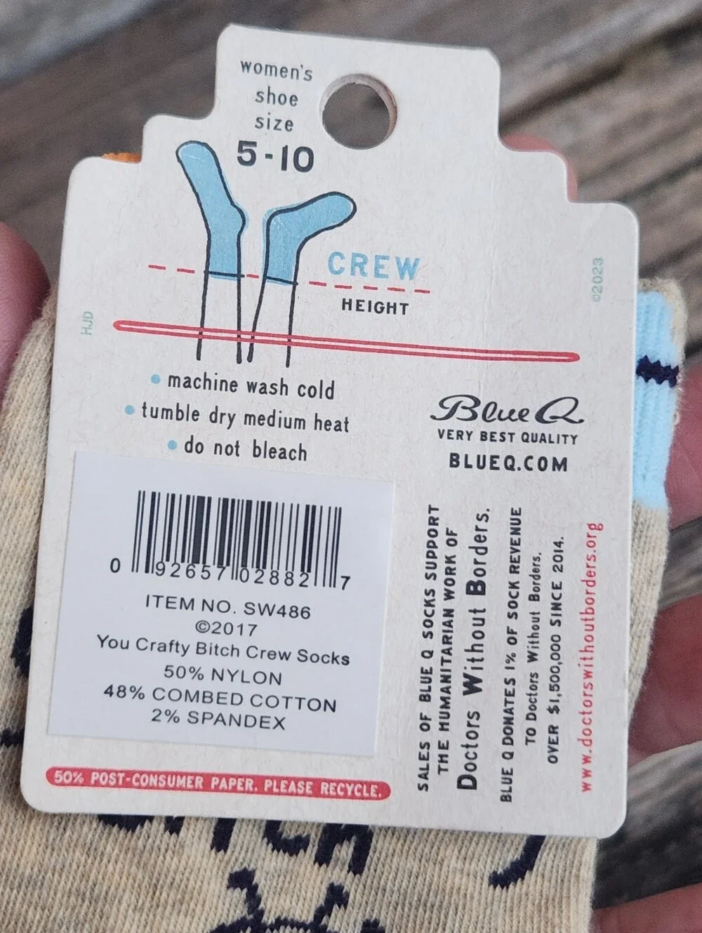 You Crafty B*itch Novelty Snarky Womens Socks New Blue Q New